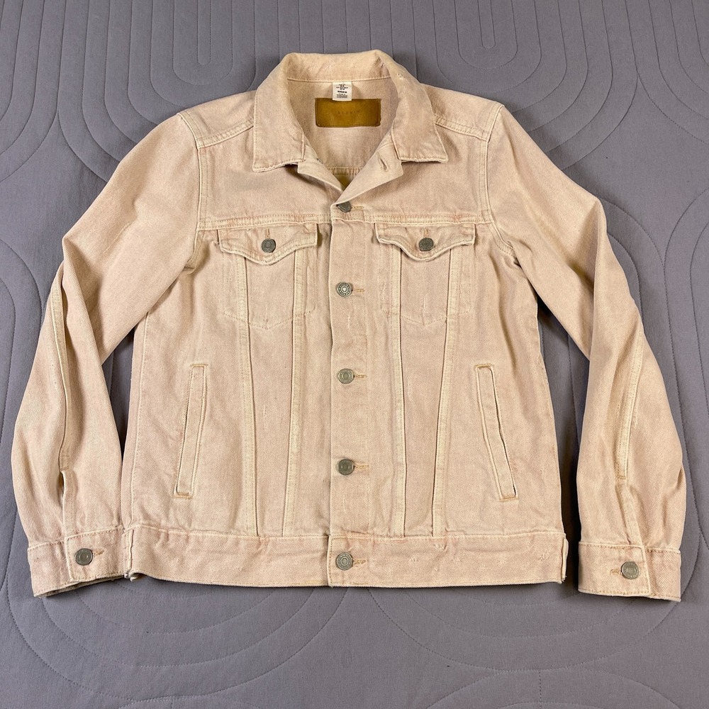 &DENIM H&M Women's 8 Blush Pink Trucker Denim Jacket Button Front Cotton